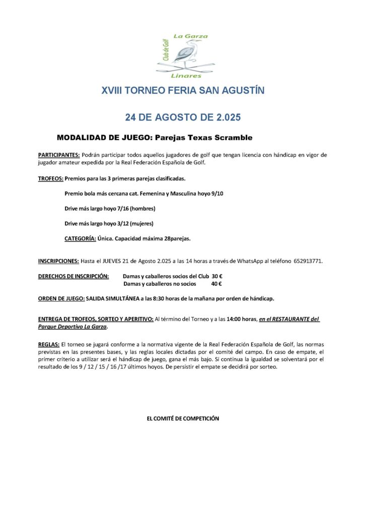 REGLAMENTO_FERIA_SAN_AGUSTÍN Reglas Torneo Feria Club Golf La Garza